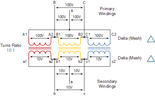 delta delta transformer connections