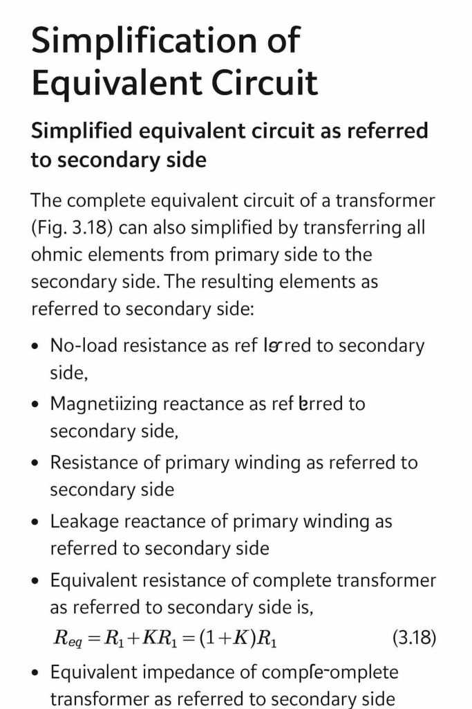 Equivalent Circuit of a Transformer: