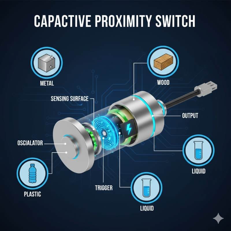 Working Principle and Explanation of a Capacitive Proximity Switch