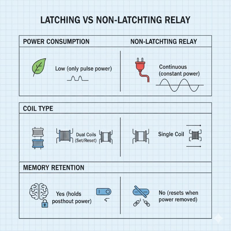 Difference Between Latching Relay and Non-Latching Relay