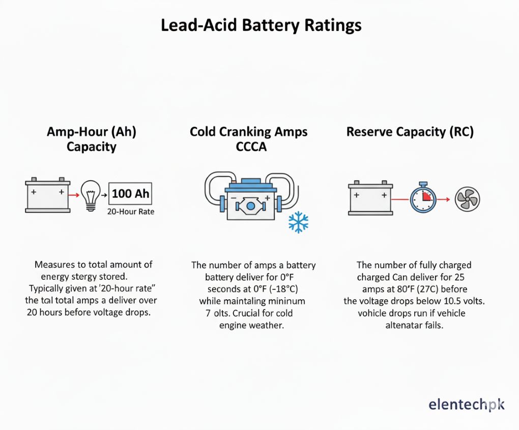 Ampere-hour rating and capacity of lead-acid battery