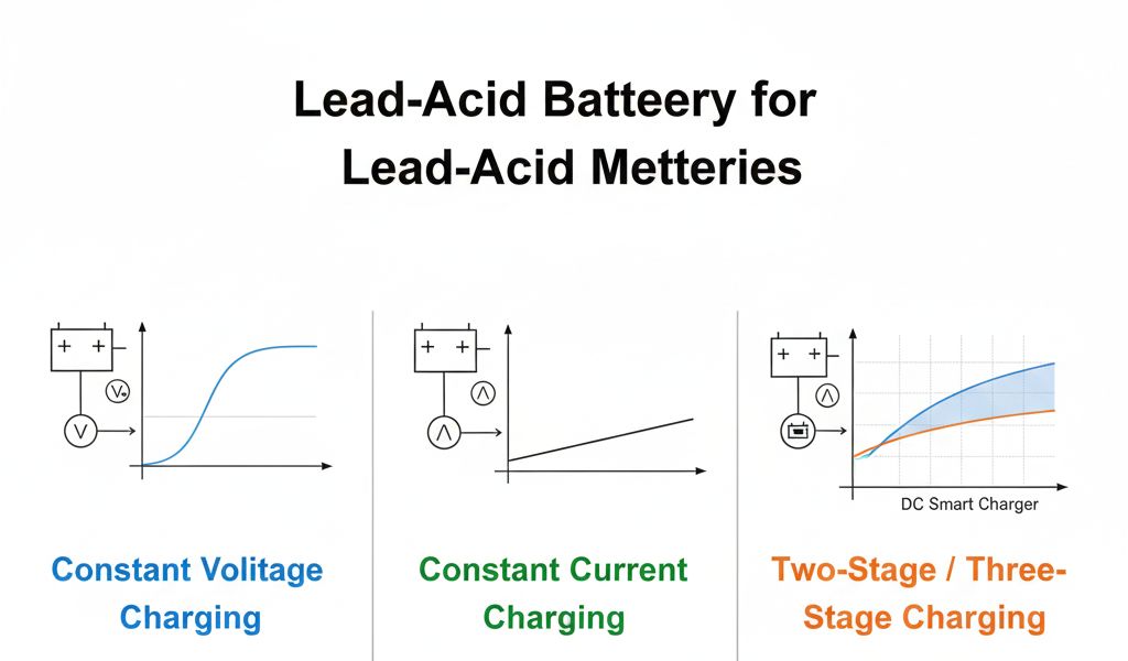Charging methods of lead-acid battery including trickle and float charging