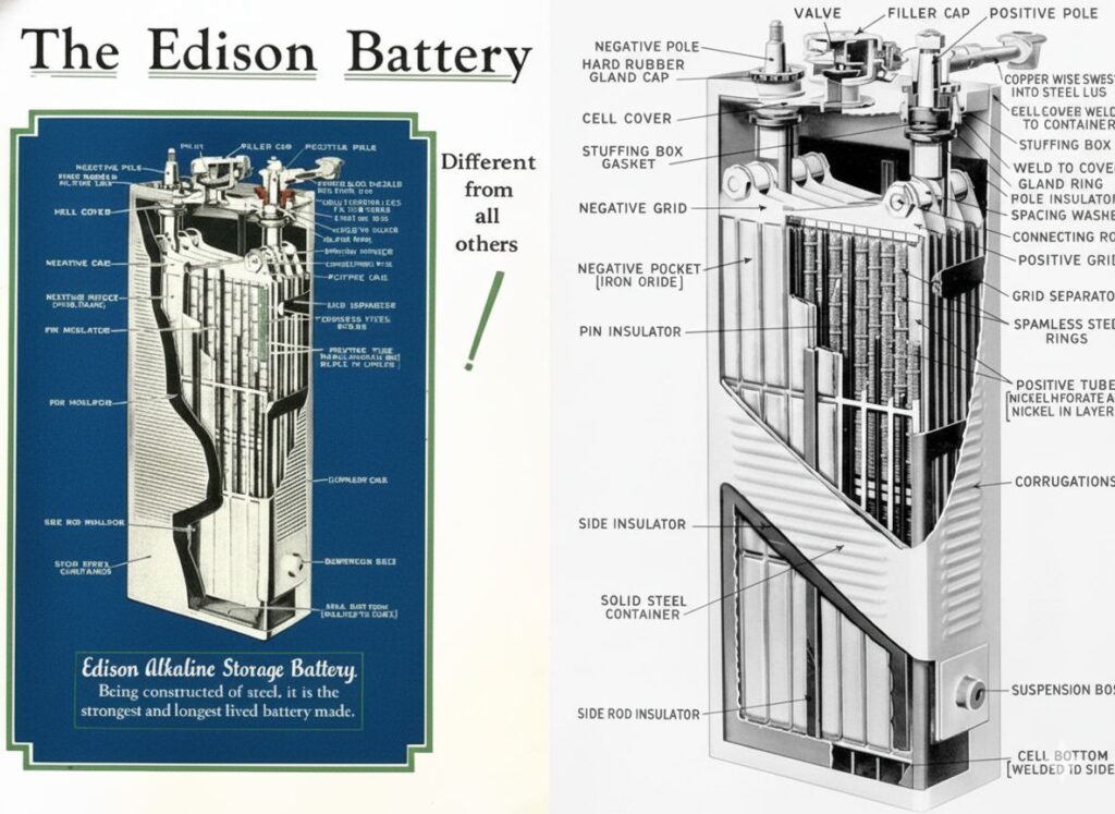 Nickel–Iron–Alkaline battery (Edison Battery): Construction, Working, Charging & Maintenance
