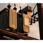 Electric pole transformer installed on electricity pole