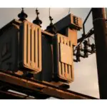 Electric pole transformer installed on electricity pole